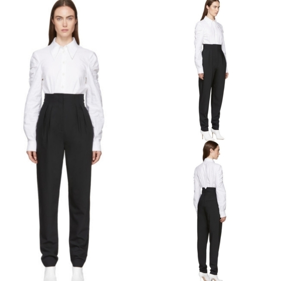 New Tibi Tropical Wool Blend Yasmeen High Waisted Black Trouser Pants NWT Size 4 - Picture 5 of 16